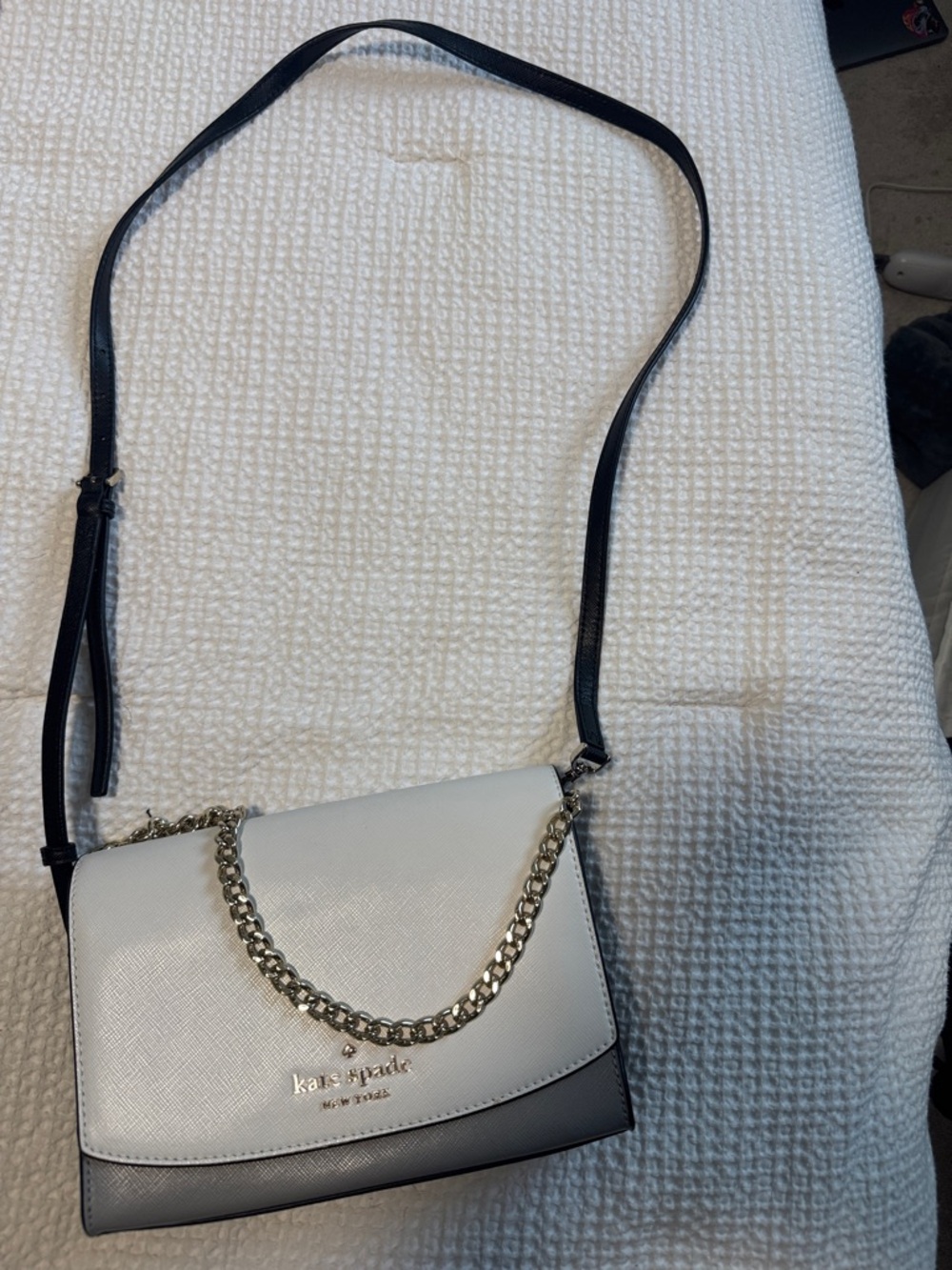 kate spade Two-Tone Cream and Black Crossbody with Gold Chain